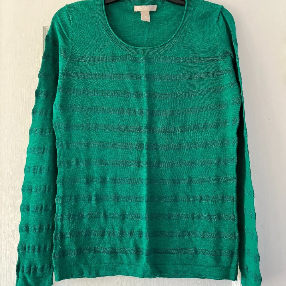 Banana Republic Green Stripe Boatneck Sweater
